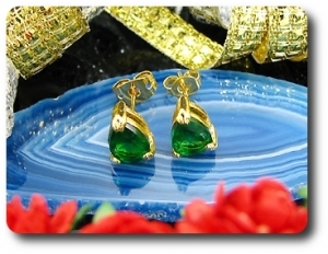 2x8mm Green Emerald Earrings