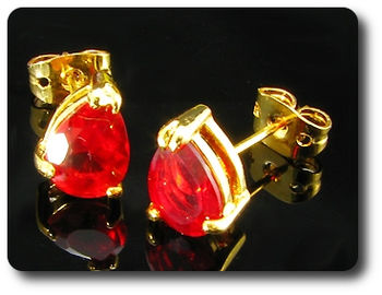 2x8mm Red Ruby Earrings
