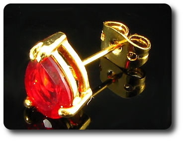 2x8mm Red Ruby Earrings