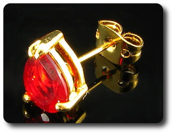 2x8mm Red Ruby Earrings