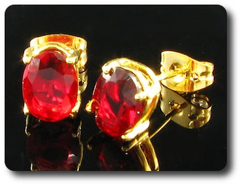 2x8mm Red Ruby Earrings
