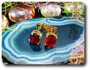 2x8mm Red Ruby Earrings