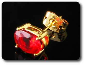 2x8mm Red Ruby Earrings