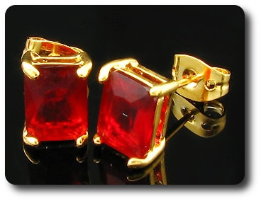 2x8mm Red Ruby Earrings