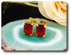 2x8mm Red Ruby Earrings