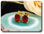 2x8mm Red Ruby Earrings
