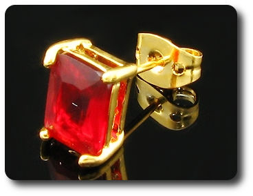 2x8mm Red Ruby Earrings