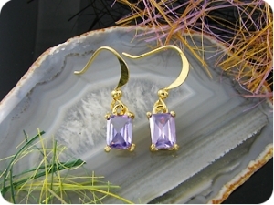 2x7mm Purple Amethyst Earrings