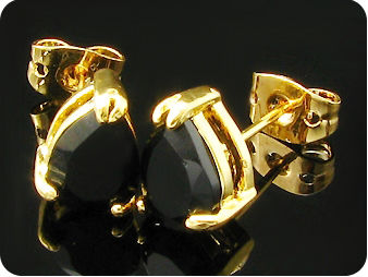 2x8mm Black Sapphire Earrings