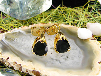 2x8mm Black Sapphire Earrings