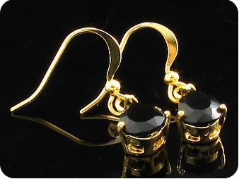 2x8mm Black Sapphire Earrings