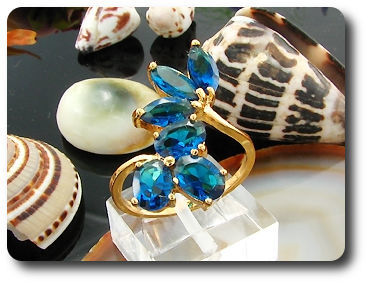 8 x 6mm Blue Sapphires Marquise Cut Gold Ring