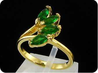 4x6mm Green Emerald Marquise Cut Gold Ring