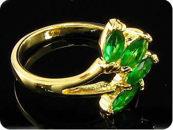 4x6mm Green Emerald Marquise Cut Gold Ring