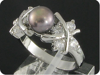 8mm Black Cultured Pearl Ring