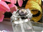 8mm Black Cultured Pearl Ring