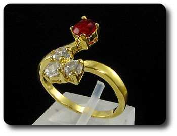 Dainty 5mm Red Ruby Round Cut Gold Ring