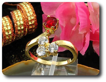 Dainty 5mm Red Ruby Round Cut Gold Ring