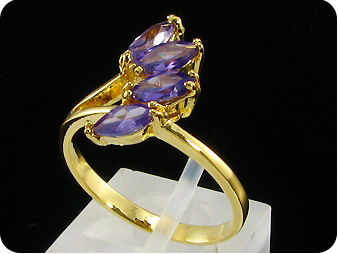 4x6mm Purple Amethyst Marquise Cut Gold Ring
