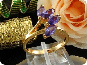 4x6mm Purple Amethyst Marquise Cut Gold Ring