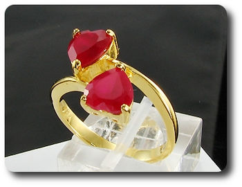 2x8mm Red Ruby Ring