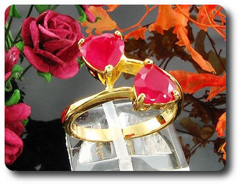 2x8mm Red Ruby Ring