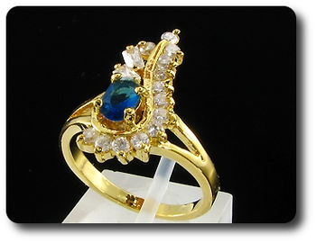 6mm Blue Sapphire Oval Cut Gold Ring