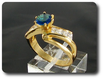 6mm Blue Sapphire Round Cut Gold Ring