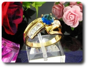 6mm Blue Sapphire Round Cut Gold Ring