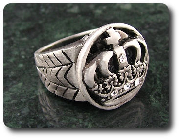 Rotating Titanium King Queen Crown White Topaz Men Ring