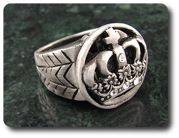 Rotating Titanium King Queen Crown White Topaz Men Ring