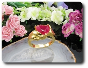 10mm Red Ruby Heart Cut Ring