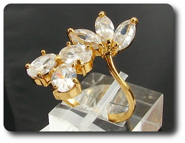 8 x 6mm White Simulated Diamonds Marquise Cut Gold Ring