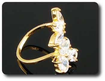 8 x 6mm White Simulated Diamonds Marquise Cut Gold Ring