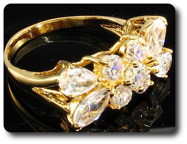 5 x 4mm White Simulated Diamonds Round Cut Gold Ring