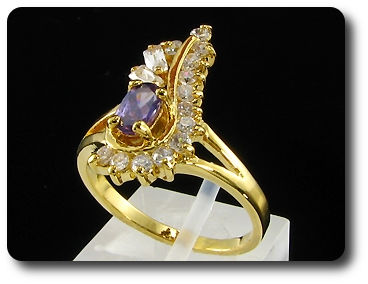 6mm Purple Amethyst Oval Cut Gold Ring