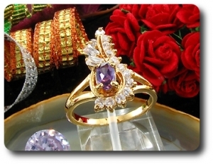 6mm Purple Amethyst Oval Cut Gold Ring