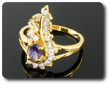 6mm Purple Amethyst Oval Cut Gold Ring