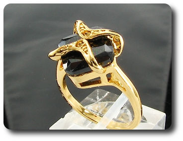 12mm Black Sapphire Princess Cut Gold Ring