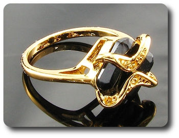 12mm Black Sapphire Princess Cut Gold Ring
