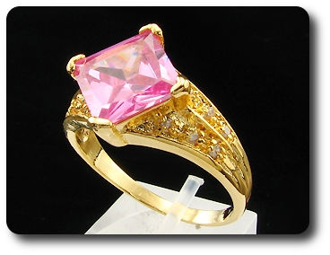 13mm Pink Sapphire White Topaz Gold Lady Men Ring