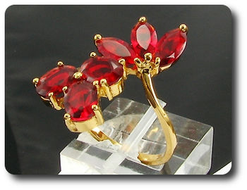 8 x 6mm Red Ruby Marquise Cut Gold Ring