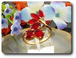 8 x 6mm Red Ruby Marquise Cut Gold Ring