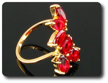 8 x 6mm Red Ruby Marquise Cut Gold Ring
