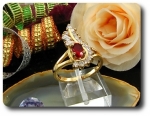 6mm Red Ruby Oval Cut Gold Ring