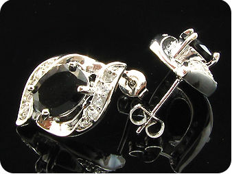 2x9mm Black Sapphire Earrings