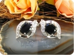 2x9mm Black Sapphire Earrings