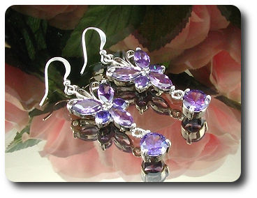 10~5mm Purple Amethyst Butterfly Dangle Style Earrings