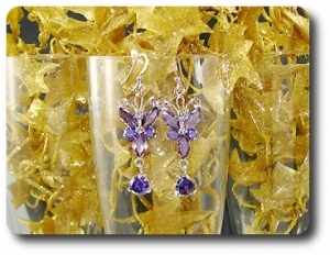 10~5mm Purple Amethyst Butterfly Dangle Style Earrings