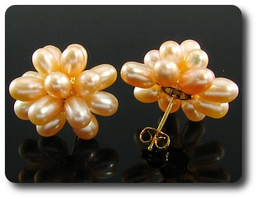 30x5mm Creamy Fresh Water Pearl Gold Stud Earrings